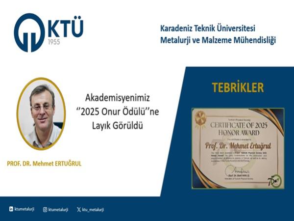 Akademisyenimiz '2025 Onur Ödülü'ne Layık Görüldü'