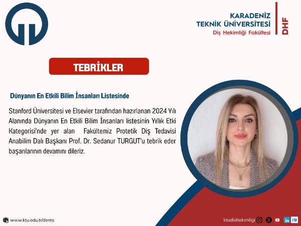 Dünyanın En Etkili Bilim İnsanları Listesinde Prof. Dr. Sedanur Turgut
