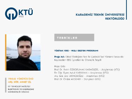 Arş. Gör. Ahmet ÇİL'e TÜBİTAK 1002 Proje Desteği