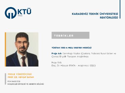 Prof. Dr. Nevzat BATAN'a TÜBİTAK 1002 Proje Desteği