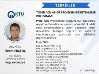 Akademisyenimize TÜSEB Acil AR-GE Projelerini Destekleme Programı Proje Desteği