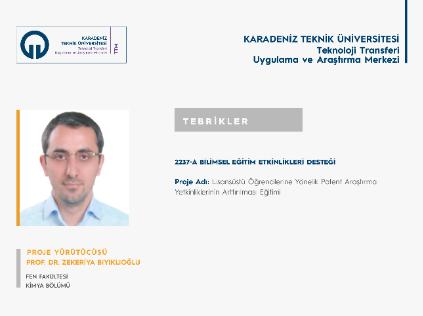 Prof. Dr. Zekeriya BIYIKLIOĞLU'na TÜBİTAK 2237/A Proje Desteği