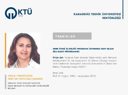 Prof. Dr. Fatma TELLİ KARAKOÇ'a Interreg NEXT Karadeniz Havzasında Sınır Ötesi İş Birliği Programı Kapsamında Proje Desteği