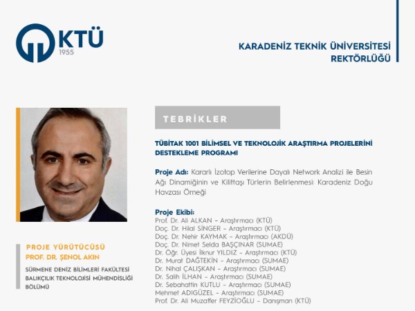 Prof. Dr. Şenol AKIN'ın TÜBİTAK 1001 Projesine Destek