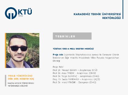Öğr. Gör. Hüseyin KOÇ'a TÜBİTAK 1002 Proje Desteği
