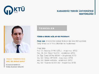 Doç. Dr. Burak BARUT'a TÜSEB Proje Desteği
