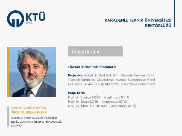 Bölümümüze TÜBİTAK KUTUP-1001 Programından Destek