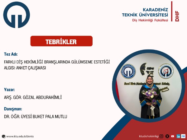 Fakültemiz Klinik Bilimler Bölümü Ortodonti Anabilim Dalı Öğretim Elemanı Arş. Gör. Gözal ABDURAHİMLİ'nin Tez Çalışması