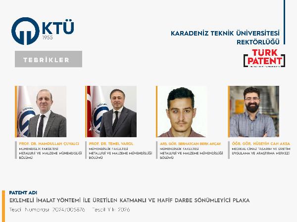 Rektörümüzün ve Akademisyenlerimizin Patent Başvurusu Tescillendi