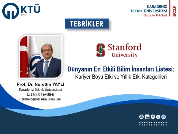 Öğretim Üyemiz Prof. Dr. Nurettin Yaylı Dünyanın En Etkili Bilim İnsanları Listesinde