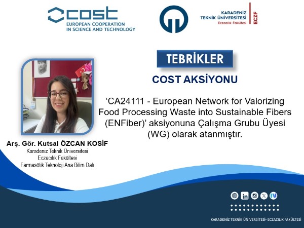 Arş. Gör. Kutsal ÖZCAN'ı Tebrik Eder, Çalışmalarında Başarılar Dileriz