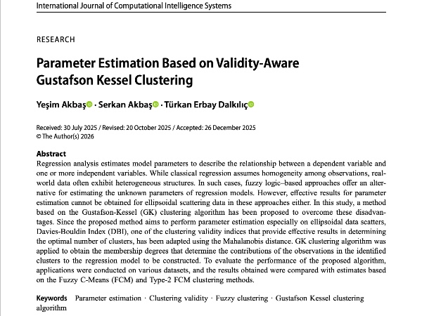 2026 Yayınlarımız - Parameter Estimation Based on Validity-Aware Gustafson Kessel Clustering