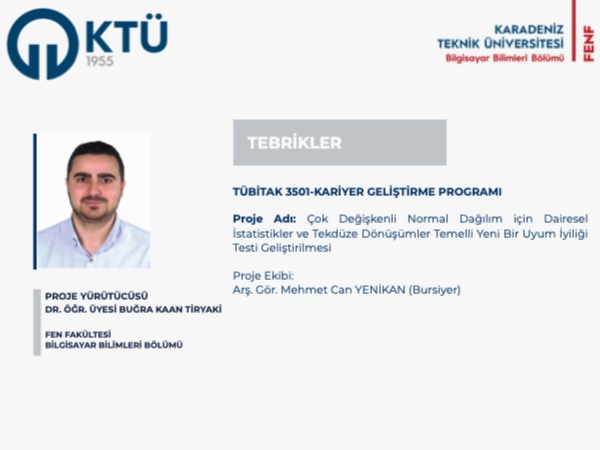 Dr. Öğr. Üyesi Buğra Kaan TİRYAKİ- TÜBİTAK 3501 Proje Desteği