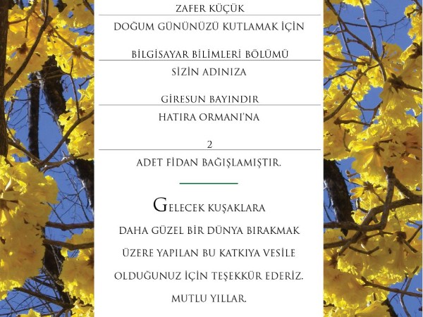 Bir Doğum Gününden Geleceğe: Fidan Bağışıyla Anlamlı Bir Katkı