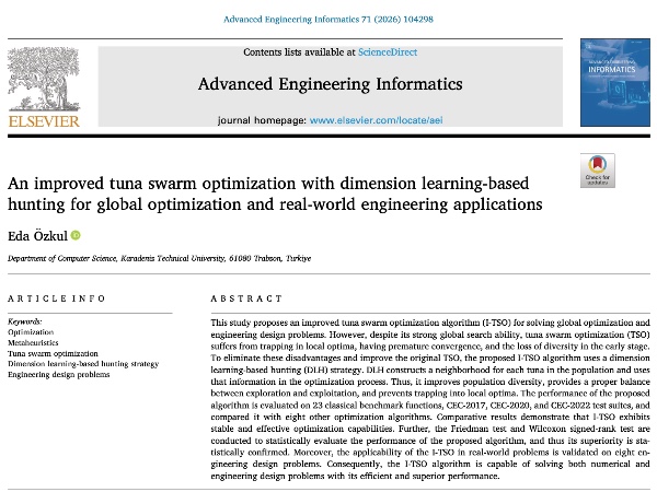 2026 Yayınlarımız - An improved tuna swarm optimization with dimension learning-based hunting for global optimization and real-world