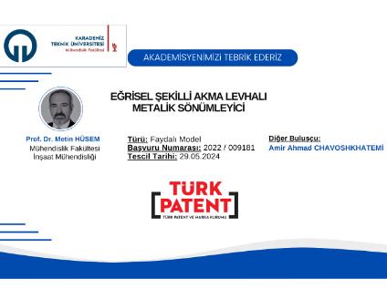 Akademisyenlerimizin Faydalı Model Başvurusu Tescillenmiştir