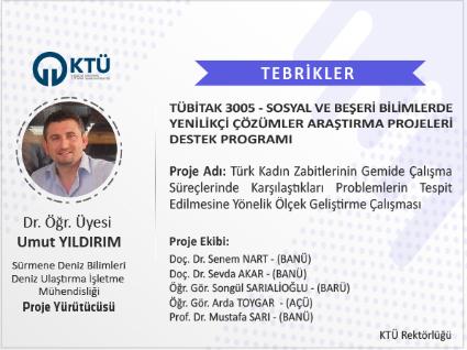 TUBITAK 3005 Project Support for Our Faculty Member, Assistant Professor Dr. Umut YILDIRIM