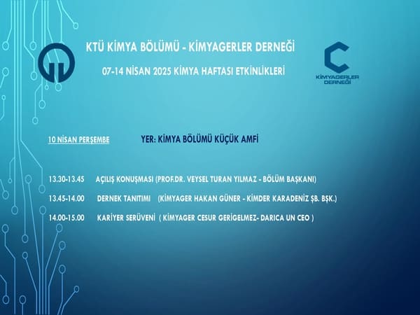 KTÜ Kimya Bölümü 07-14 Nisan Kimya Haftası Kutlandı