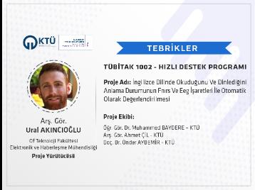 Akademisyenimiz Ural AKINCIOĞLU'na TÜBİTAK Proje Desteği
