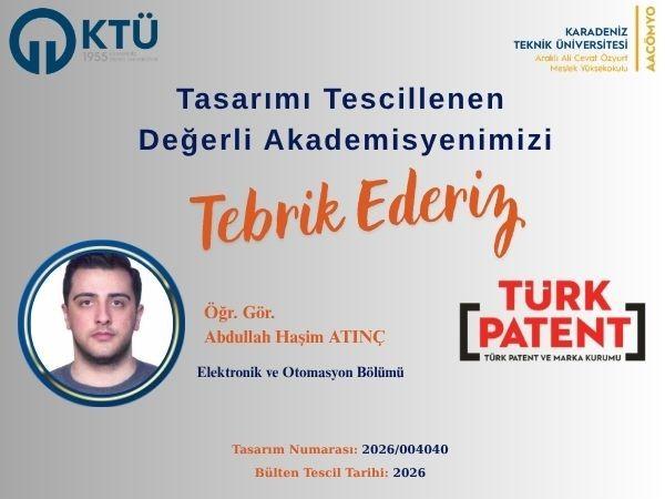 Akademisyenimizin Tasarım Başvurusu Tescillenmiştir