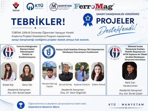 TÜBİTAK 2209-B Programında Sanayi Danışmanlığı Verdiğimiz Projeler Desteklenmeye Hak Kazandı