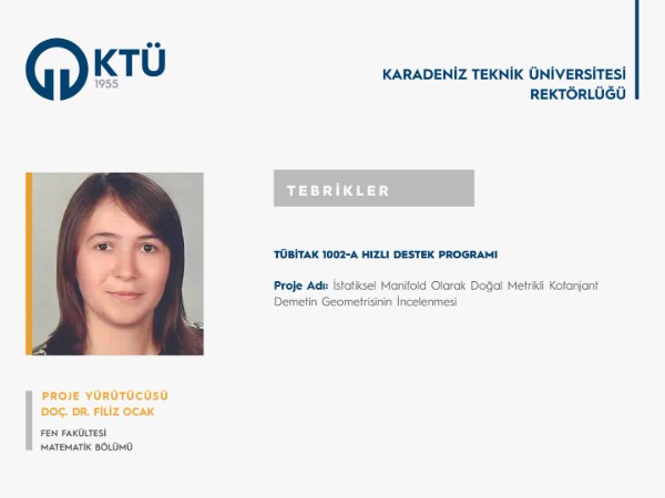 Doç. Dr. Filiz OCAK'a TÜBİTAK 1002-A Hızlı Destek Programı Proje Desteği