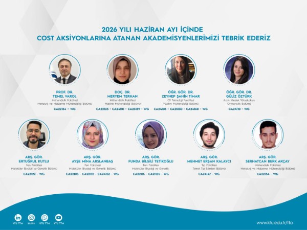 2026 Yılı Haziran Ayı İçinde COST Aksiyonuna Atanan Araştırmacılarımıza Tebrik