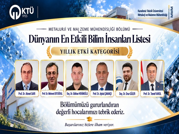 KTÜ Metalurji ve Malzeme Mühendisliği Bölümünden Uluslararası Bilimsel Başarı!