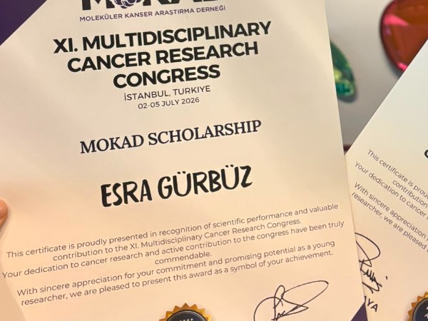 Yüksek Lisans Öğrencimiz Esra GÜRBÜZ'e MOKAD Ödülü