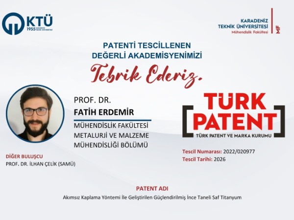 Akademisyenimizin Patent Başvurusu Tescillenmiştir
