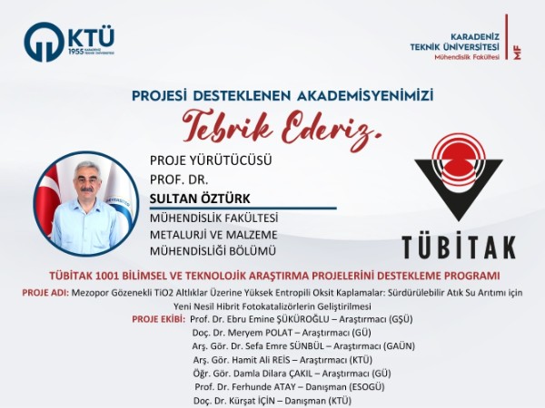 Prof. Dr. Sultan ÖZTÜRK'e TÜBİTAK 1001 Programı Proje Desteği