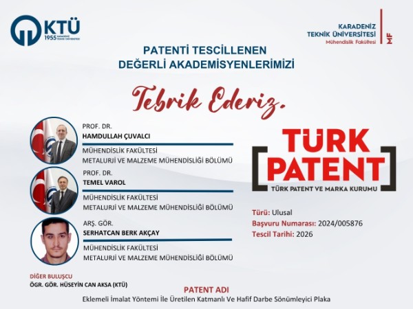 Akademisyenlerimizin Patent Başvurusu Tescillenmiştir