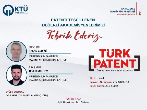 Akademisyenlerimizin Patent Başvurusu Tescillenmiştir