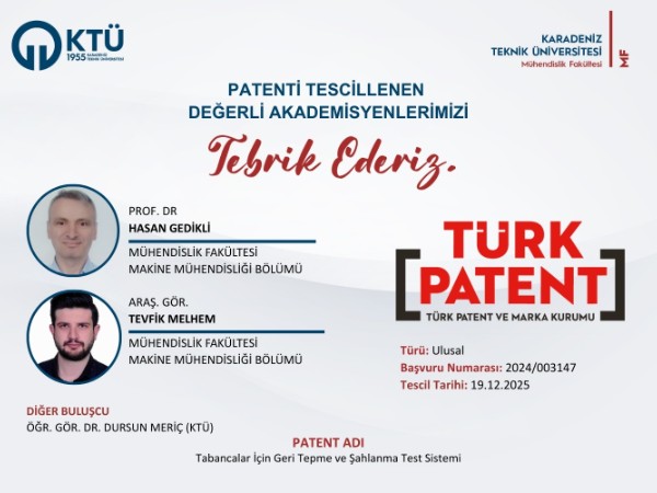 Akademisyenlerimizin Patent Başvurusu Tescillenmiştir
