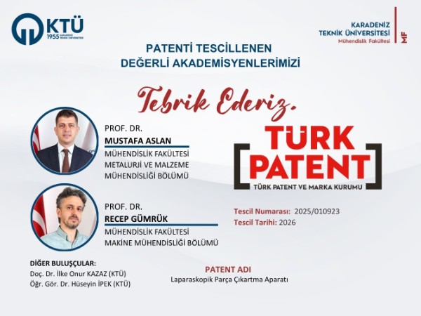 Akademisyenlerimizin Patent Başvurusu Tescillenmiştir