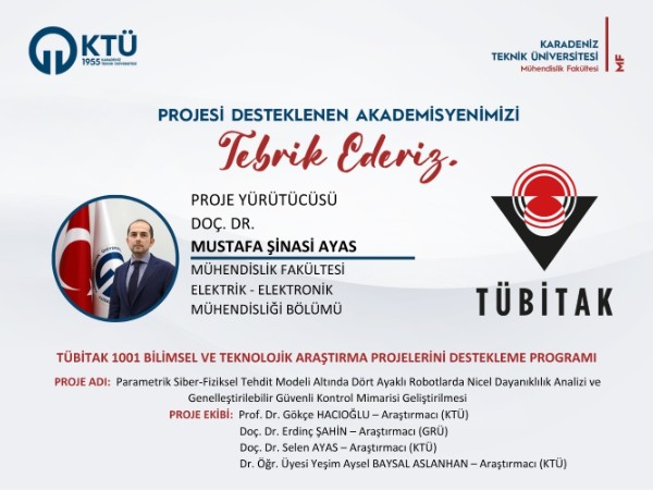 Doç. Dr. Mustafa Şinasi AYAS'a TÜBİTAK 1001 Programı Proje Desteği