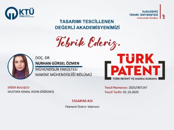 Akademisyenimizin Tasarım Başvurusu Tescillenmiştir
