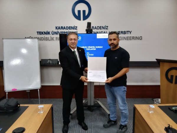 Doç. Dr. Serhat DEMİR'e Teşekkür Belgesi Takdimi