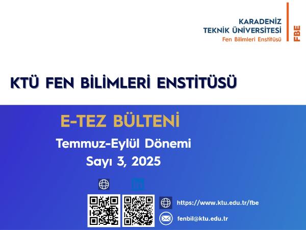 Our Institute's E-Thesis Bulletin July-September Term Issue 3, 2025