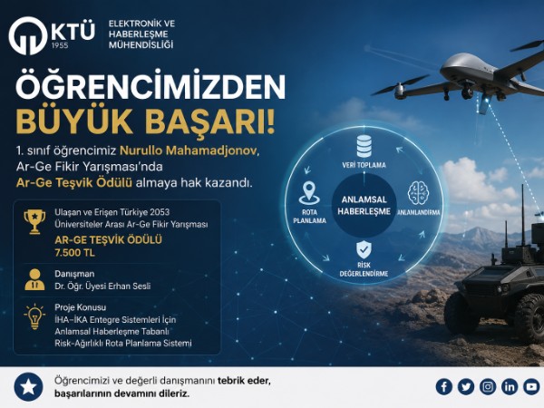 Öğrencimiz Nurullo Mahamadjono'dan Ar-Ge Teşvik Ödülü Başarısı