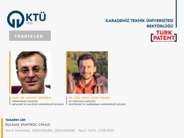 Dr. Öğr. Üyesi Ahmet Özmen'in Tasarım Başvurusu Tescillendi

