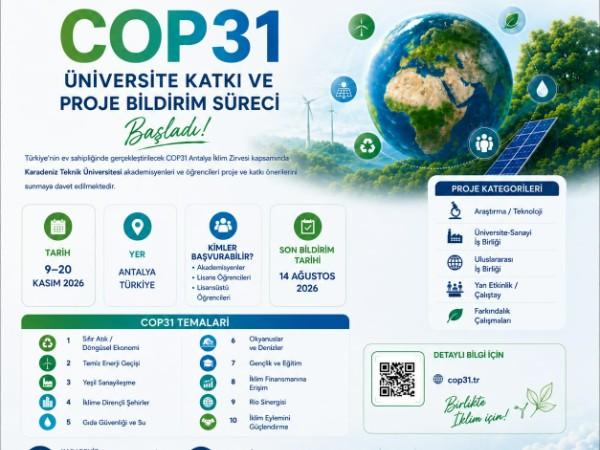 COP31 Kapsamında Akademik Katkı ve Proje Önerileri Hakkında Duyuru