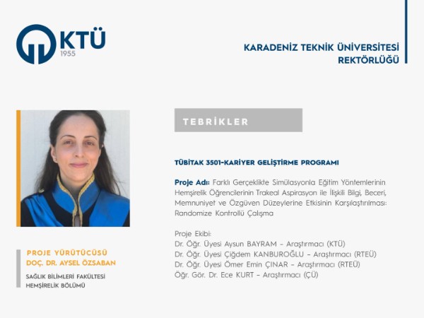 Doç. Dr. Aysel ÖZSABAN' a TÜBİTAK 3501 Proje Desteği