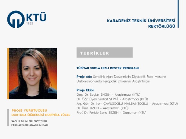 Doktora Öğrencisi Nurinisa YÜCEL' e TÜBİTAK 1002-A Proje Desteği