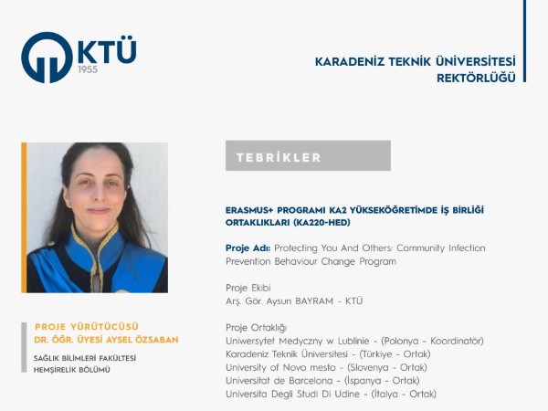 Dr. Öğr. Üyesi Aysel ÖZSABAN'a Erasmus+ KA2 Yükseköğretimde İş Birliği Ortaklıkları (KA220-HED) Proje Desteği