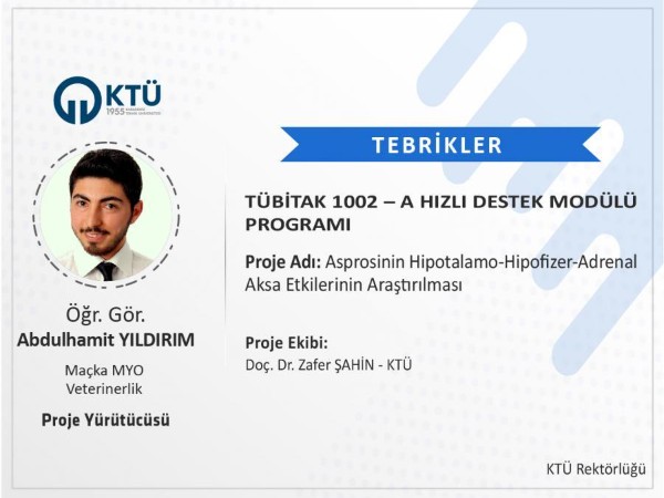 Öğr. Gör. Abdülhamit YILDIRIM' a TÜBİTAK Proje Desteği
