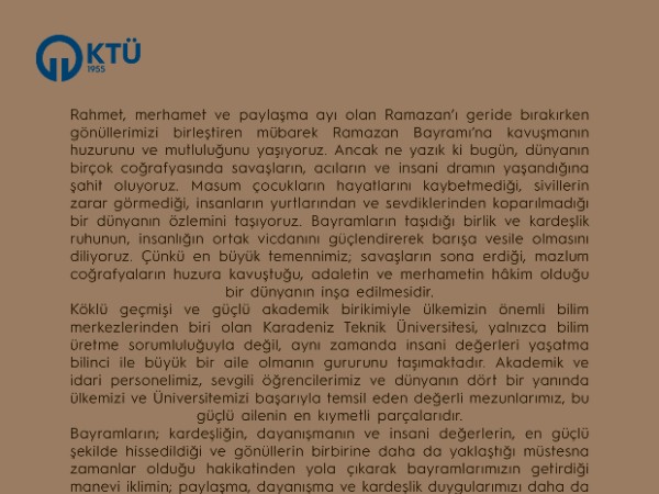 Ramazan Bayramı Mesajı