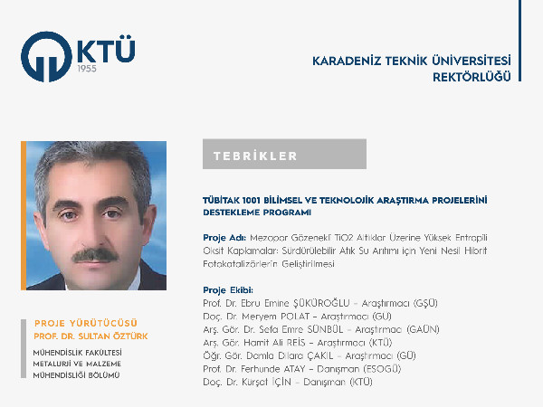 Prof. Dr. Sultan ÖZTÜRK'e TÜBİTAK 1001 Programı Proje Desteği