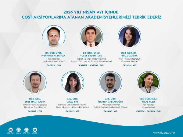 2026 Yılı Nisan Ayı İçinde COST Aksiyonuna Atanan Araştırmacılarımıza Tebrik