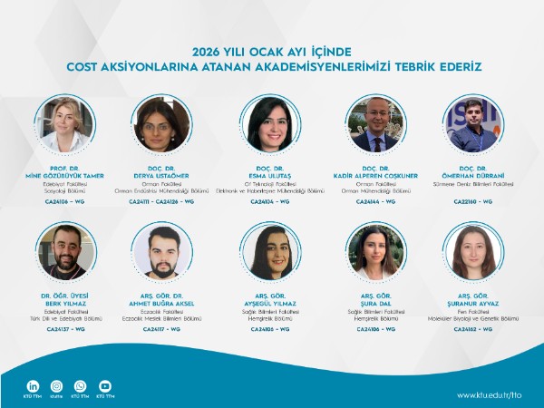 2026 Yılı Ocak Ayı İçinde COST Aksiyonuna Atanan Araştırmacılarımıza Tebrik